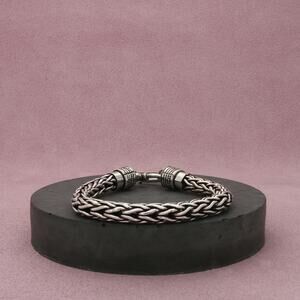 sterling silver vintage chunky 7mm wheat chain bracelet size 6in